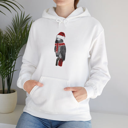 Grey Parrot Christmas Bird with Santa Hat Birdwatcher Birdlover Hoodie