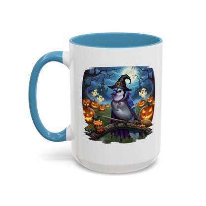 Blue Jay Halloween Bird Mug - Spooky Bird Lover Gift
