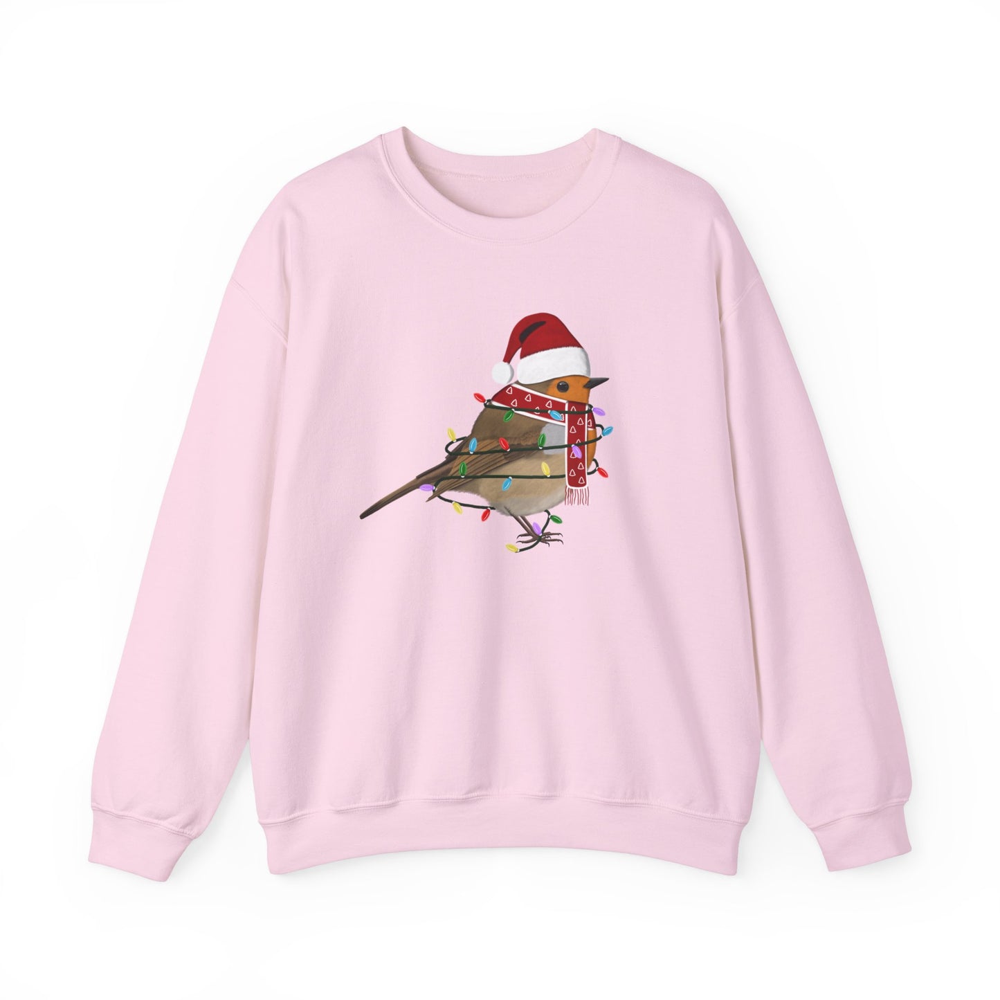 European Robin with Fairy Lights Santa Claus Christmas Bird Sweatshirt