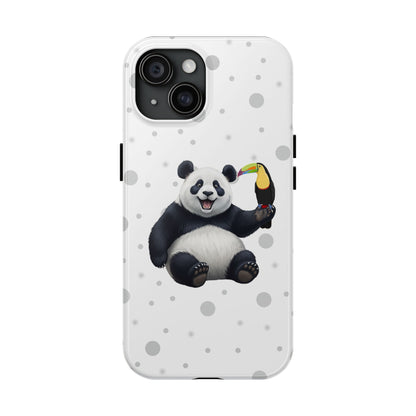Cute Panda Bear with a Toucan Animal iPhone Case - Dual-Layer PC/TPU Protective Cover for iPhone