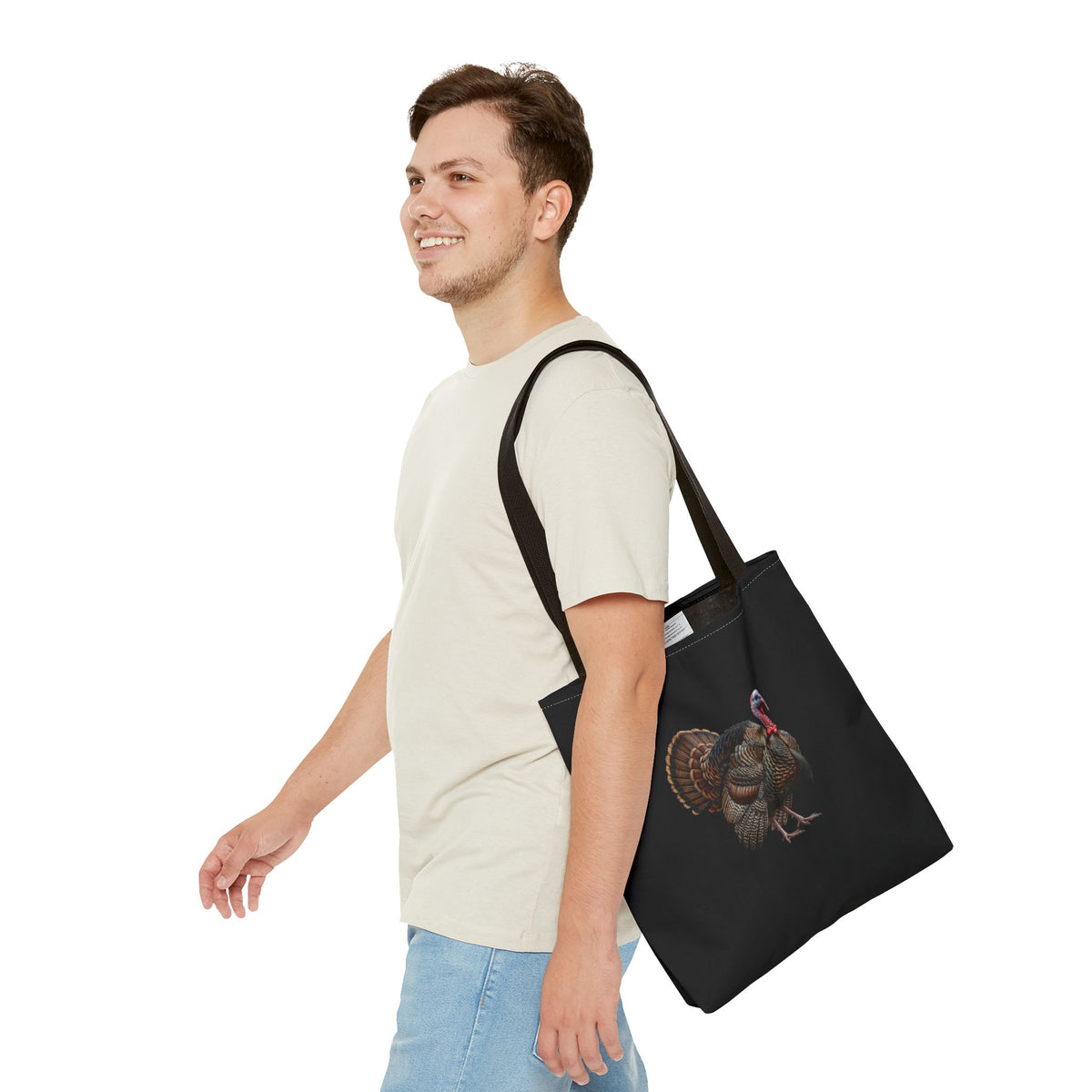 Thanksgiving Turkey Tote Bag | Wild Turkey on Black | Autumn Farmers Market Bag