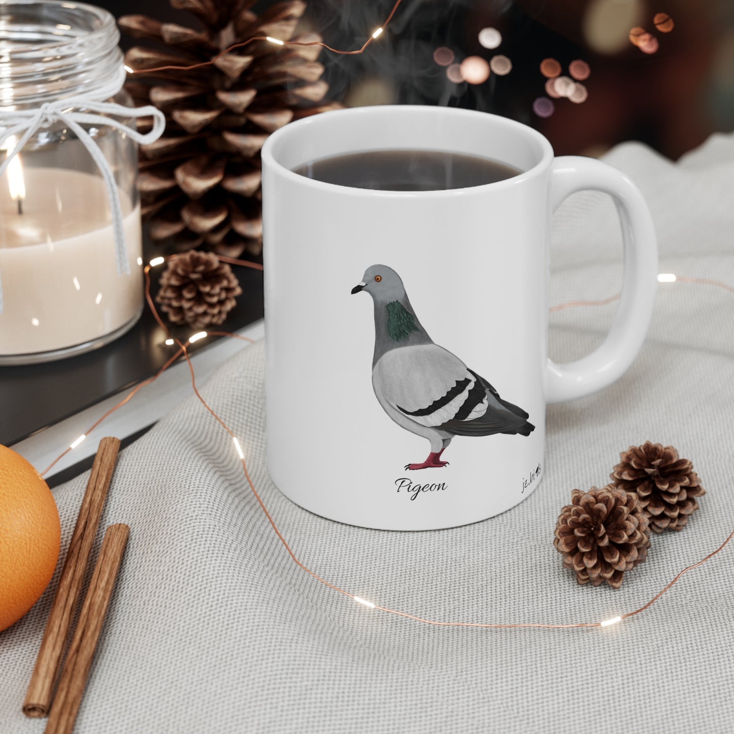 Pigeon Bird Ceramic Mug Birdwatcher White