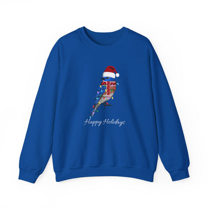 Bluebird with Fairy Lights as Santa Happy Holidays Birdwatcher Christmas Bird Sweatshirt