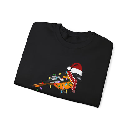 Baltimore Oriole with Fairy Lights Santa Claus Christmas Bird Sweatshirt