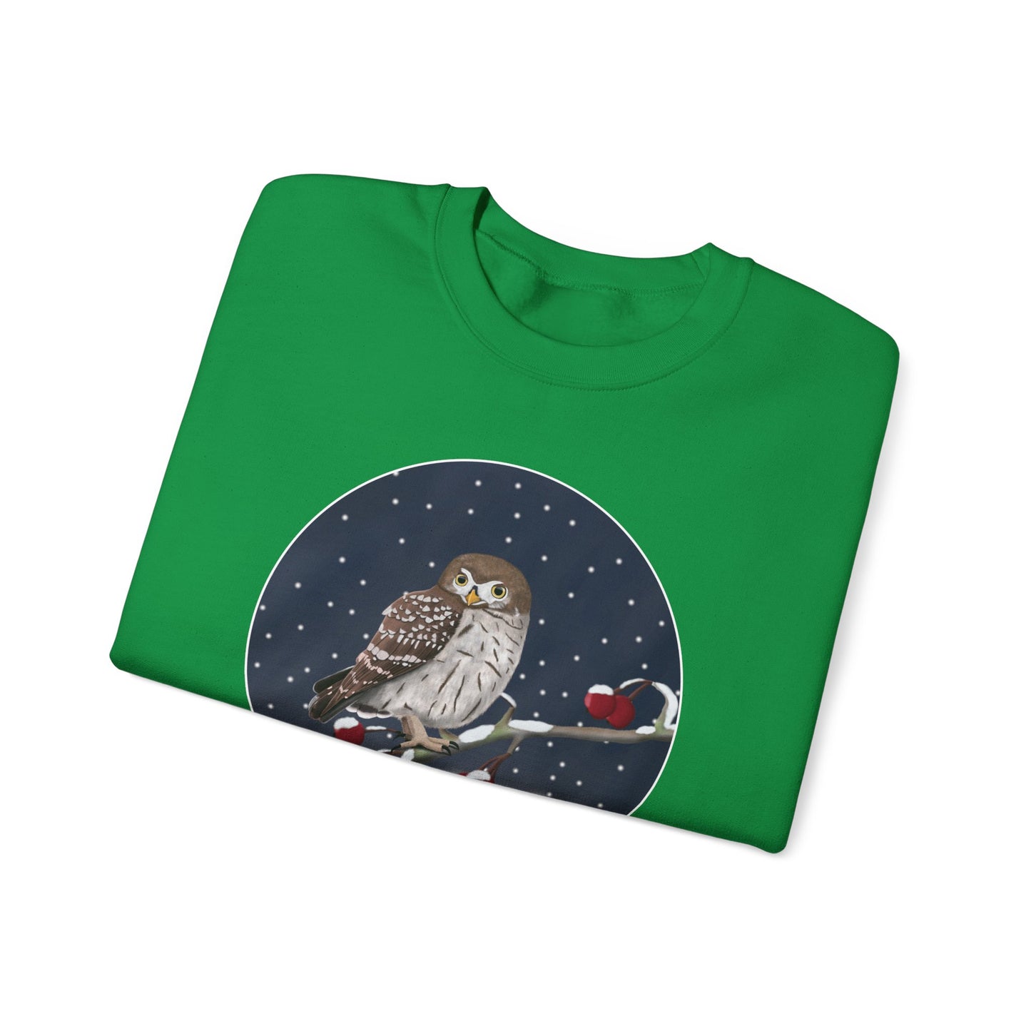 Owl on a Winter Branch Birdwatcher Christmas Bird Sweatshirt