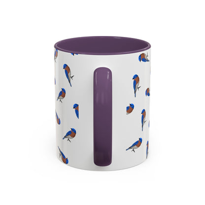 Bluebird All-Over Pattern Accent Mug | Colorful Bird Lover Gift for Birdwatchers