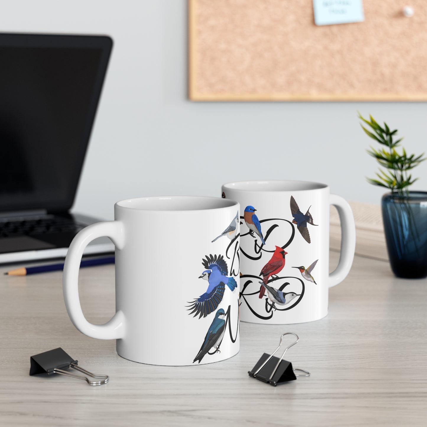 Bird Nerd Robin Blue Jay Cardinal Oriole Backyard Birds Ceramic Mug White