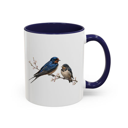 Barn Swallow & Fledgling Two-Tone Mug | Spring Bird Lover Gift