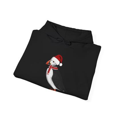 Puffin Christmas Bird with Santa Hat Birdwatcher Birdlover Hoodie