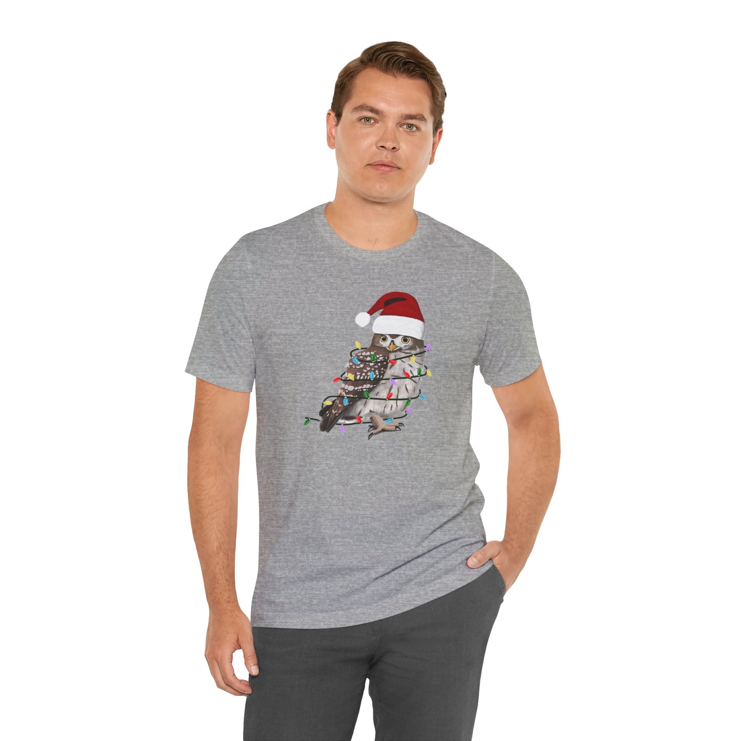 Owl with Fairy Lights Christmas Bird T-Shirt