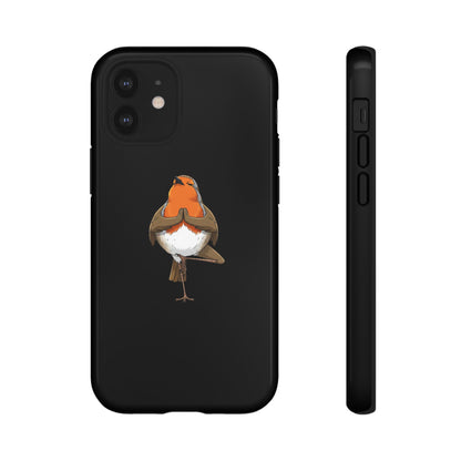 Rotkehlchen Yoga Premium Handyhülle – Doppelt Geschützt & Rundum Bedruckt Schwarz