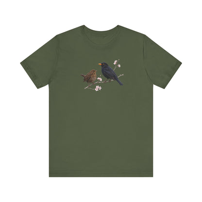 Blackbird & Fledgling T-Shirt | Spring Blossoms Unisex Graphic Tee