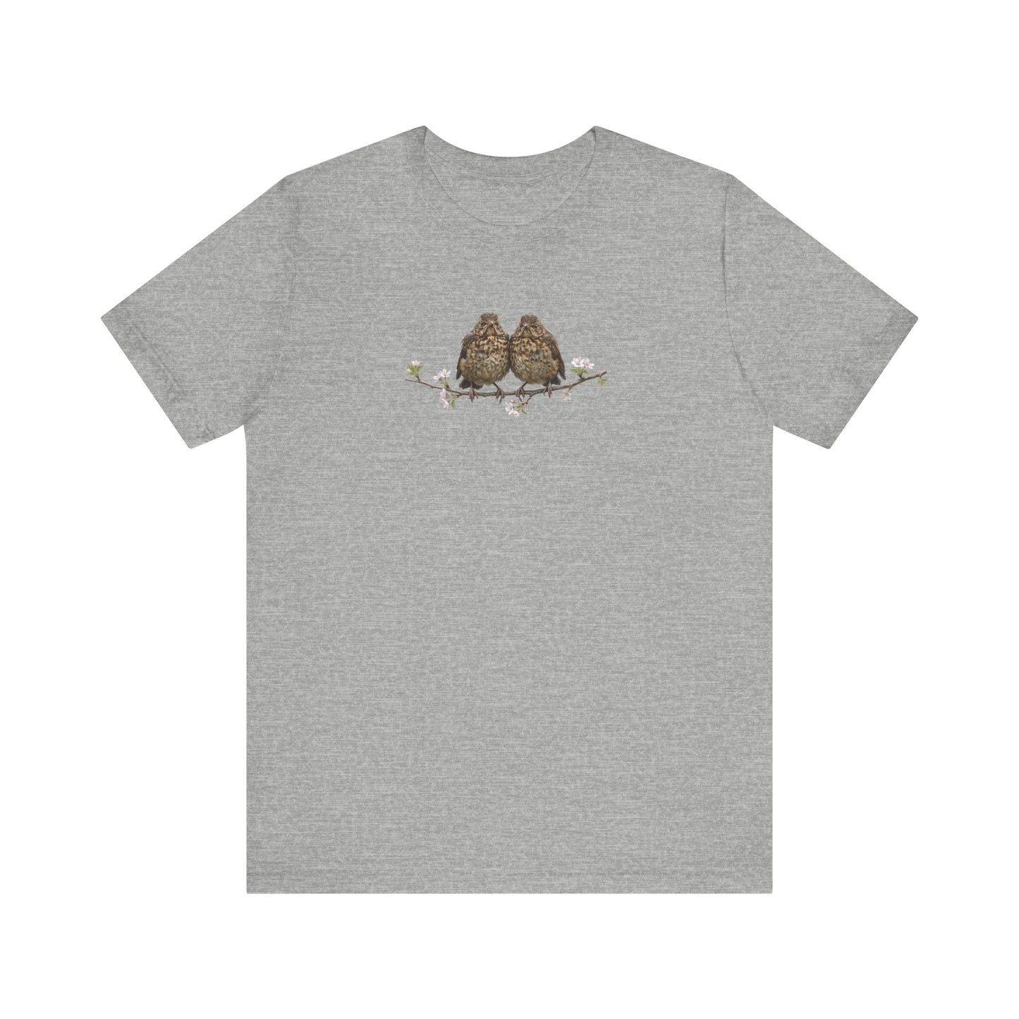 Blackbird Fledgling T-Shirt | Spring Blossoms Unisex Graphic Tee for Bird Watchers