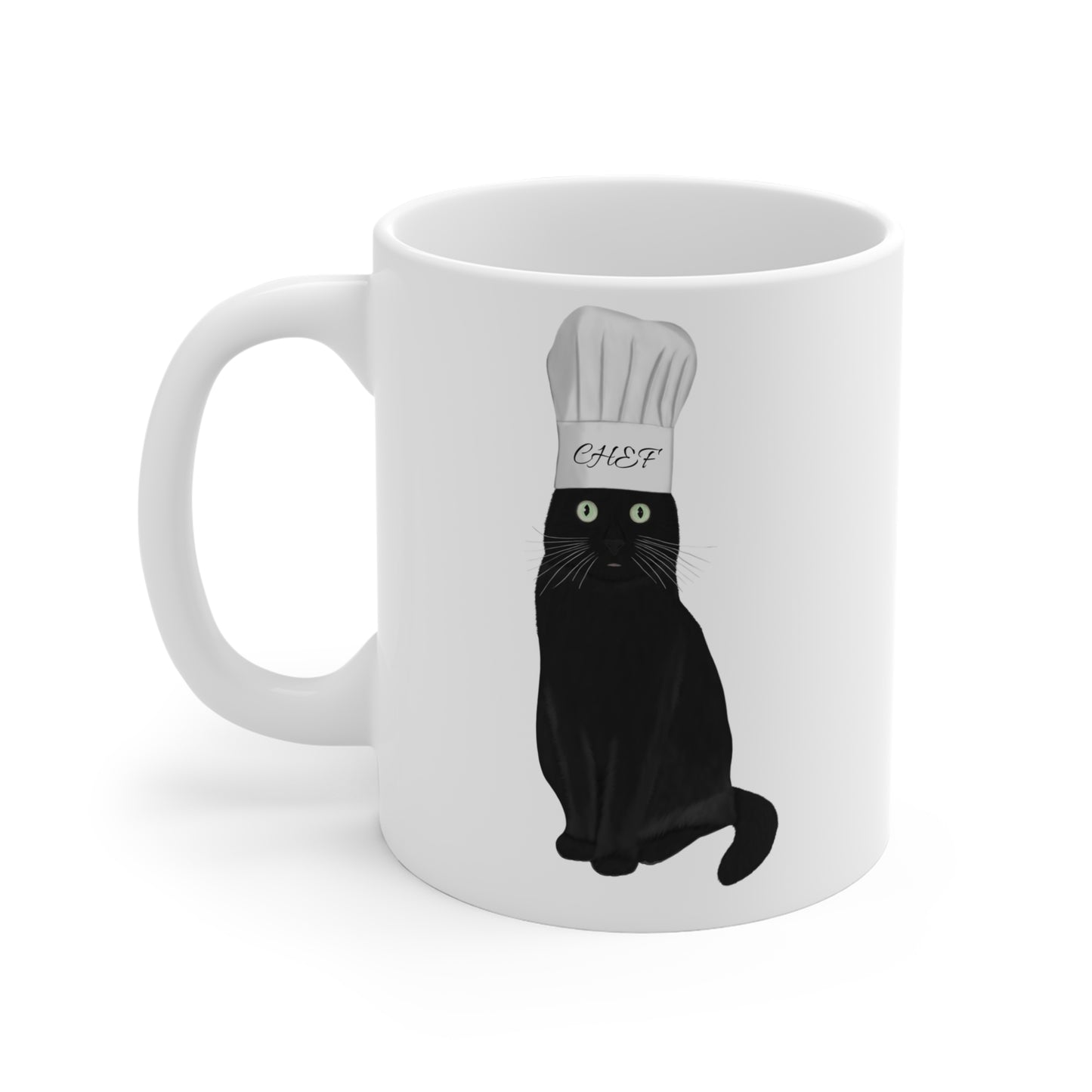 Black Cat Kitchen Chef Cat Lover Ceramic Mug White