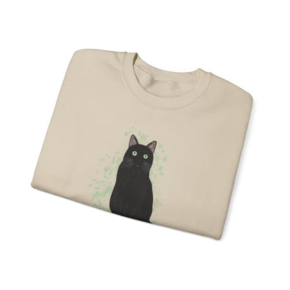 Black Cat with Green Dots Cat Lover Sweatshirt