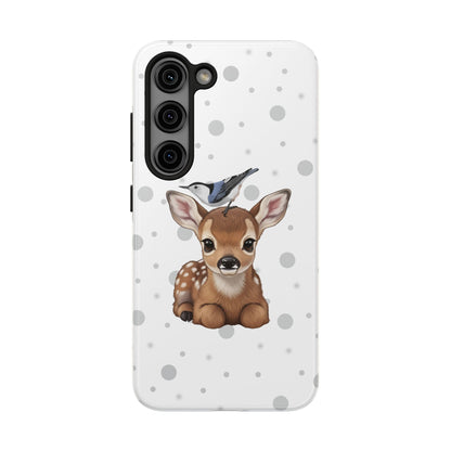 Cute Fawn with a Nuthatch Animal iPhone Case - Dual-Layer PC/TPU Protective Cover for iPhone