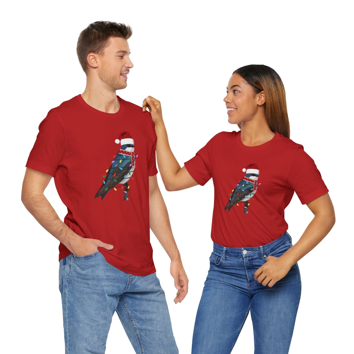 Tree Swallow with Fairy Lights Christmas Bird T-Shirt