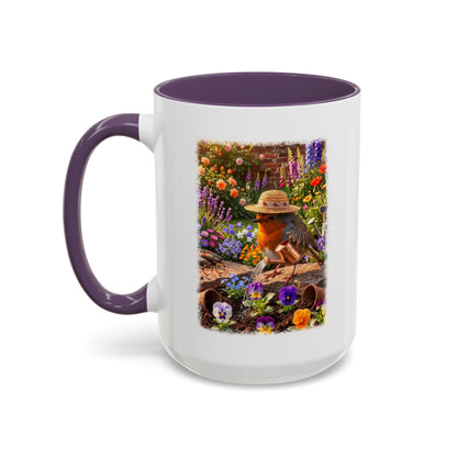 Robin Rosi Watering Flowers Mug for Bird Lovers