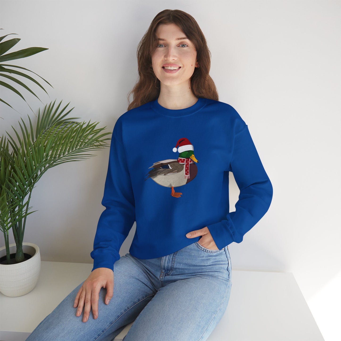 Mallard with Christmas Hat Bird Birdwatcher Sweatshirt