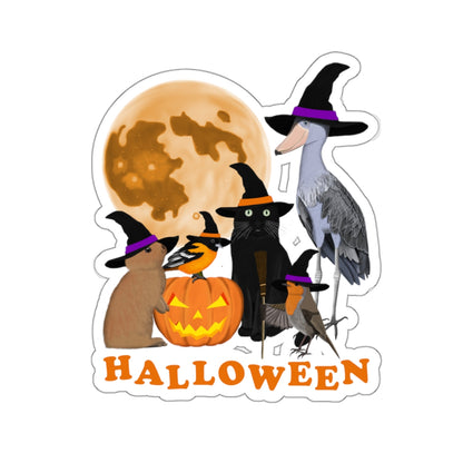 Oriole Robin Shoebill with Cat and Bunny Halloween Bird Sticker