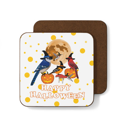 Blue Jay Cardinal Hummingbird Oriole Orange Dots Halloween Bird Hardboard Coaster