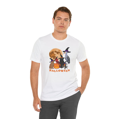 Cardinal Robin Shoebill with Cat and Bunny Halloween Bird T-Shirt