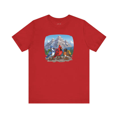 Birds Hiking T-Shirt Funny Cardinal Blue Jay Robin on a Hike Bird Watcher Bird Lover