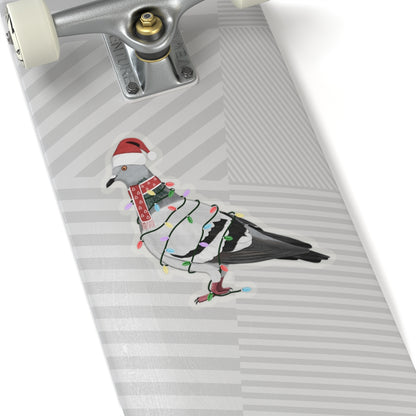 Pigeon with Fairy Lights Santa Claus Hat and Scarf Christmas Bird Sticker