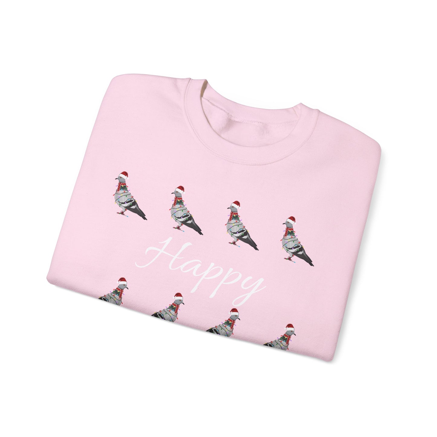 Pigeon as Santa with Hat Scarf and Fairy Lights Happy Holidays Birdwatcher Christmas Bird Sweatshirt