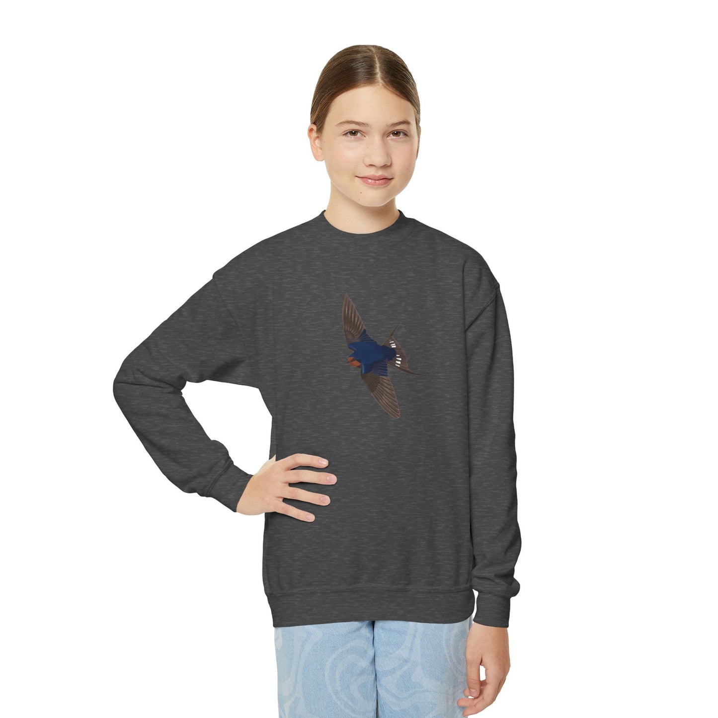 Barn Swallow Bird Birdwatching Youth Crewneck Sweatshirt