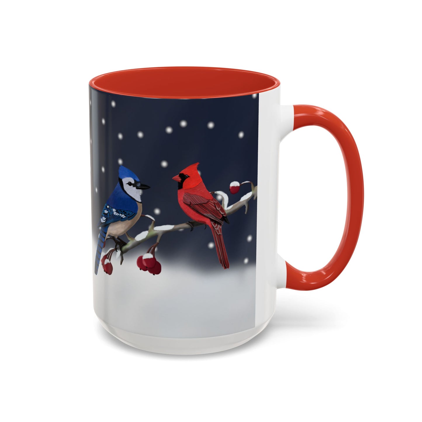 Blue Jay and Cardinal Bird Coffee Mug | Ceramic Christmas Gift for Bird Lovers