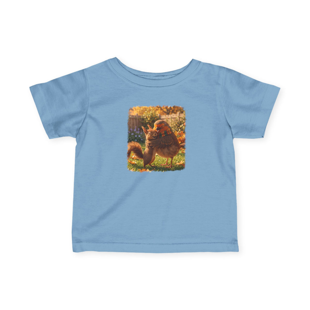 Robin & Squirrel Hug Cute Bird Baby & Toddler Fine Jersey T-Shirt