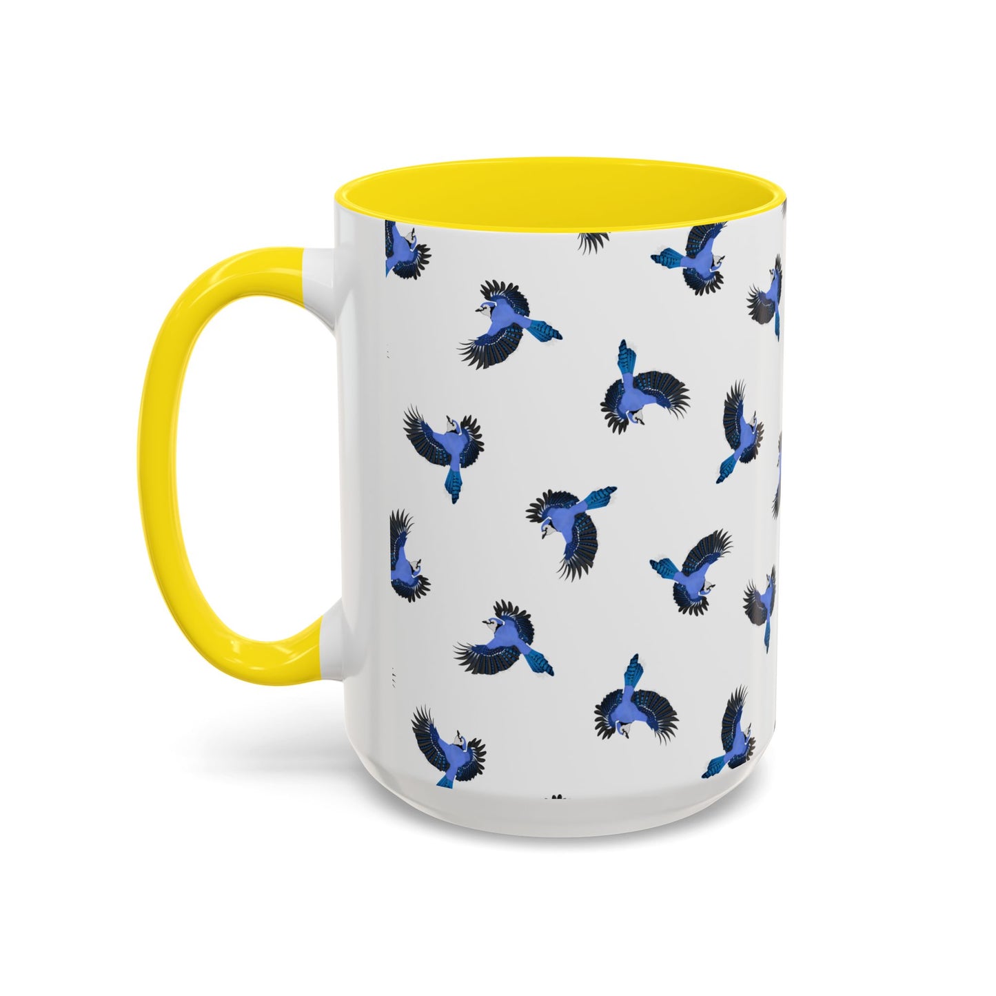 Blue Jay All-Over Pattern Accent Mug | Colorful Bird Lover Gift for Birdwatchers