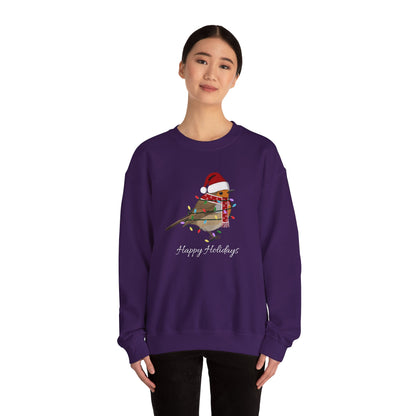 European Robin with Fairy Lights as Santa Happy Holidays Birdwatcher Christmas Bird Sweatshirt