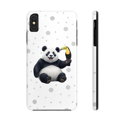 Cute Panda Bear with a Toucan Animal iPhone Case - Dual-Layer PC/TPU Protective Cover for iPhone