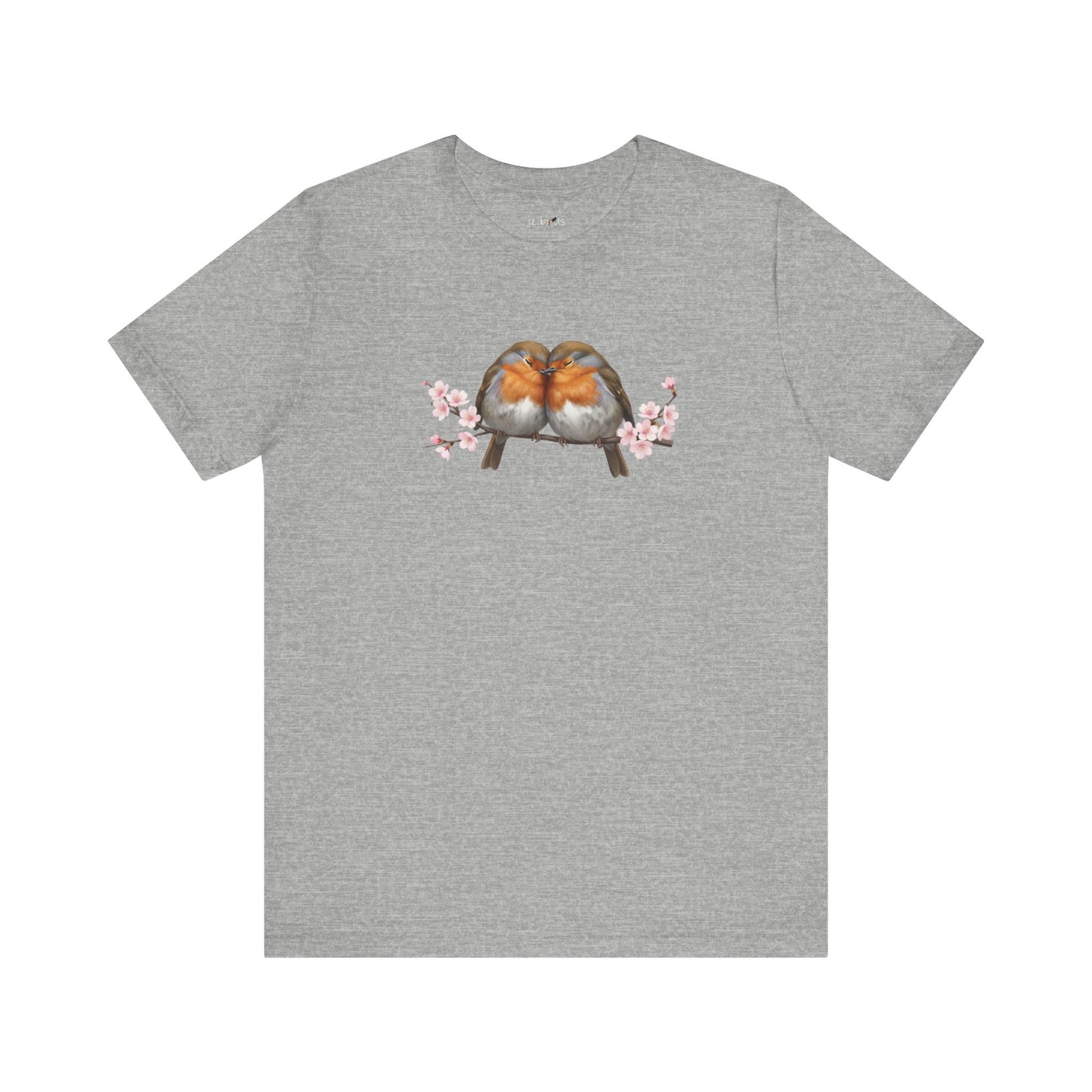 "Lovebirds" Robins T-Shirt – Floral Bird Lover Gift for Valentine's Day