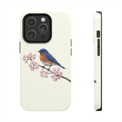Bluebird & Cherry Blossom Tough iPhone Case Creamy White