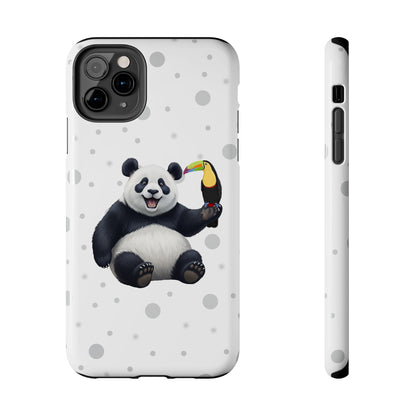 Cute Panda Bear with a Toucan Animal iPhone Case - Dual-Layer PC/TPU Protective Cover for iPhone