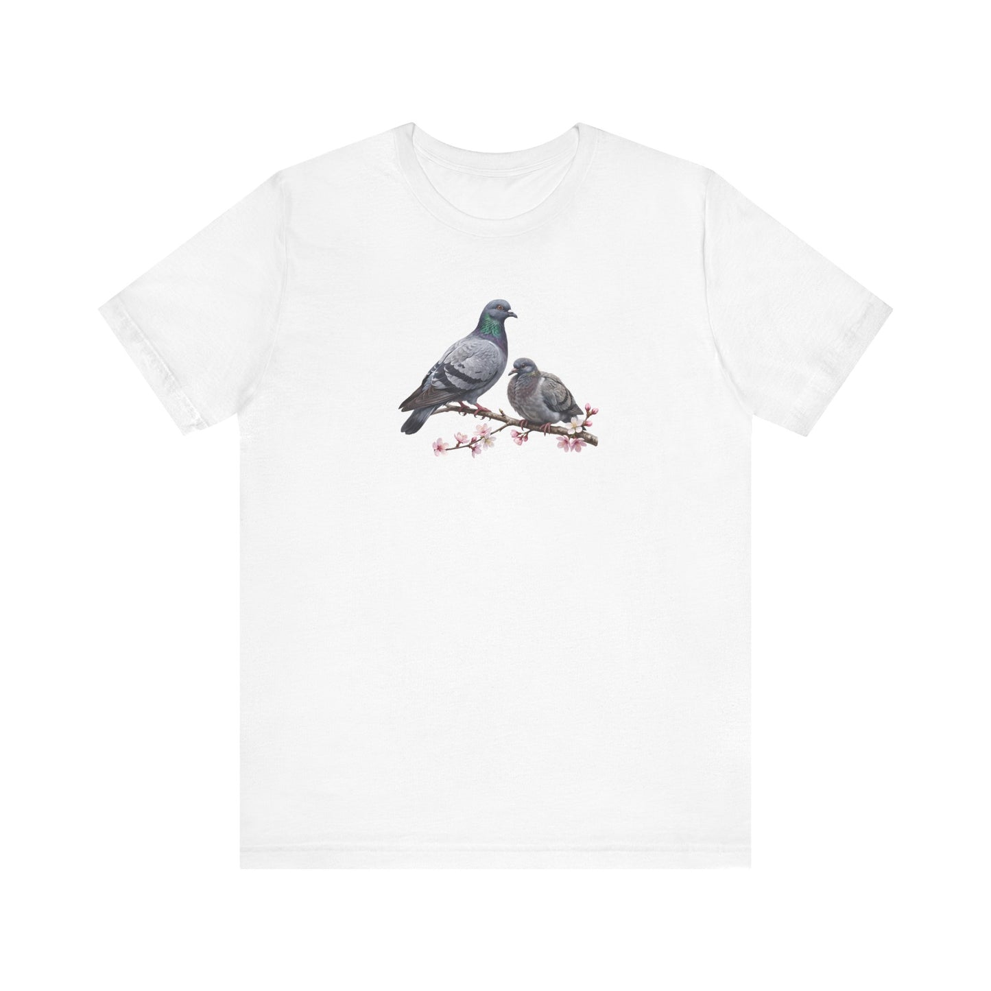 Pigeon & Fledgling T-Shirt | Spring Blossoms Unisex Graphic Tee