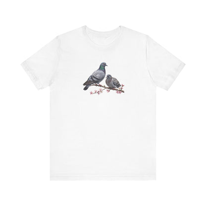 Pigeon & Fledgling T-Shirt | Spring Blossoms Unisex Graphic Tee