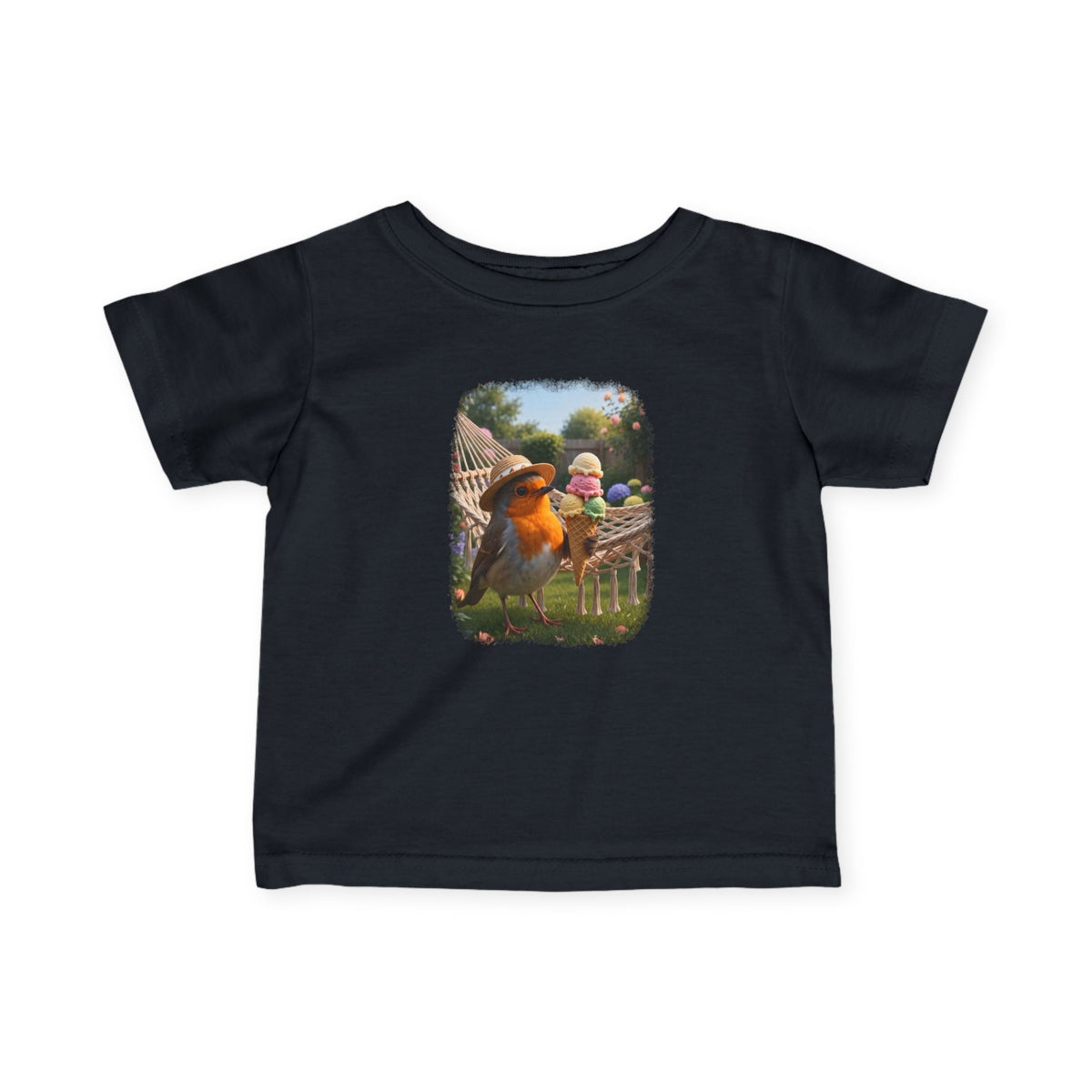 Robin Rosi with Ice Cream Cute Bird Baby & Toddler Fine Jersey T-Shirt