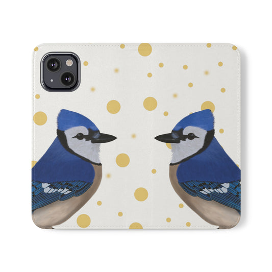 Blue Jay Bird Art Phone Flip Case