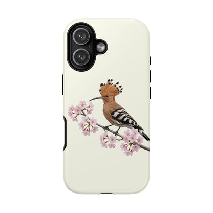 Wiedehopf Handyhülle in Cremeweiß | Florales Kirschblüten Vogel-Motiv für iPhone & Google Pixel