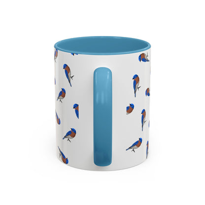 Bluebird All-Over Pattern Accent Mug | Colorful Bird Lover Gift for Birdwatchers