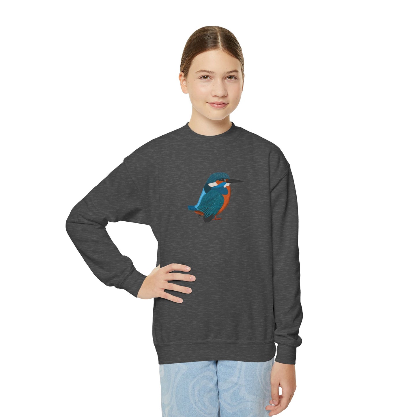 Kingfisher Bird Birdwatching Youth Crewneck Sweatshirt