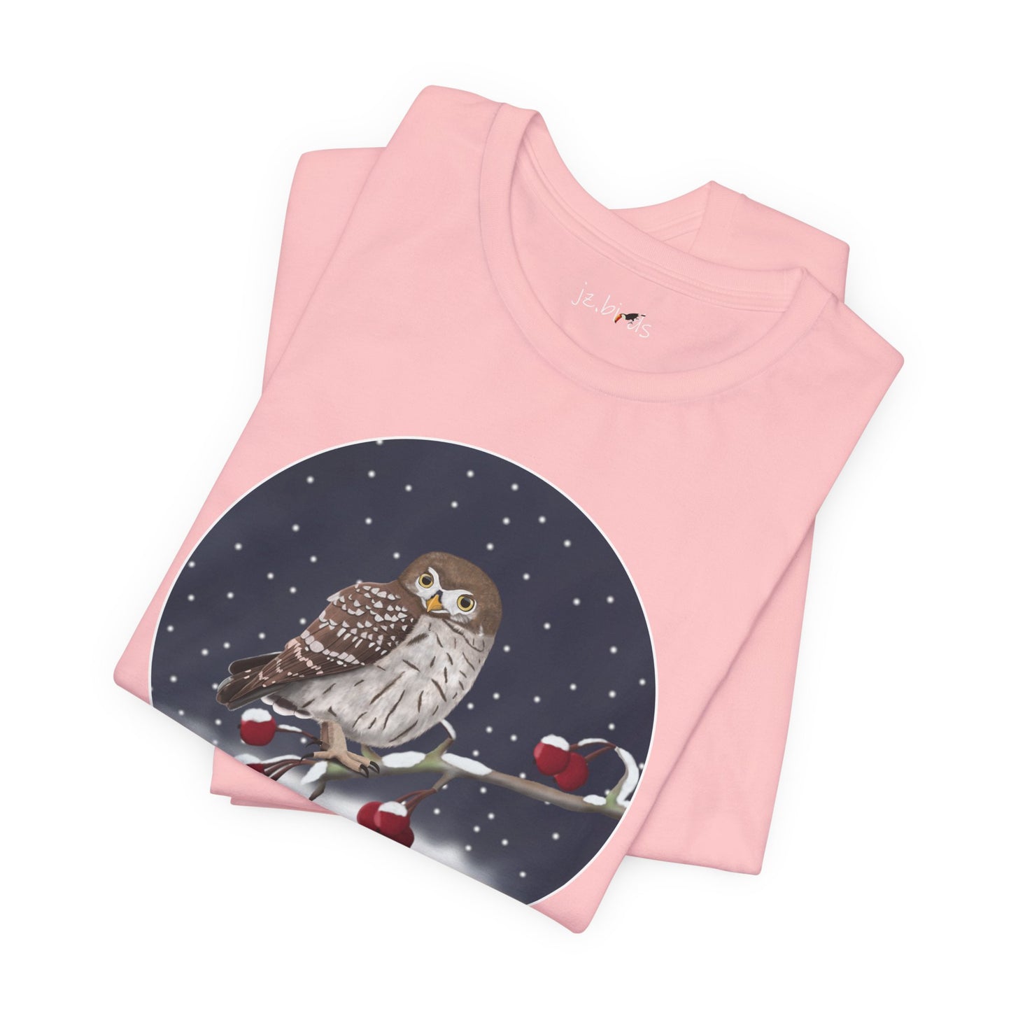 Owl on a Winter Branch Birdwatcher Christmas Bird T-Shirt