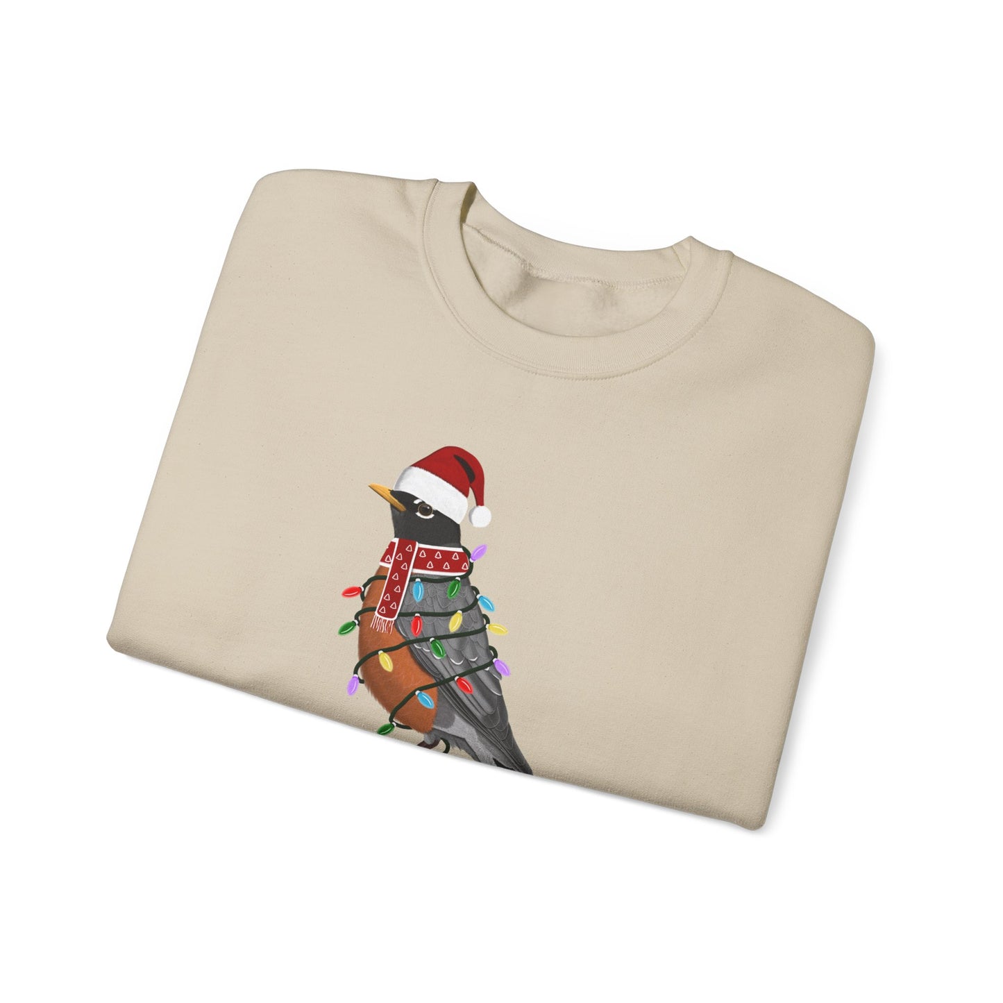 Robin with Fairy Lights Santa Claus Christmas Bird Sweatshirt