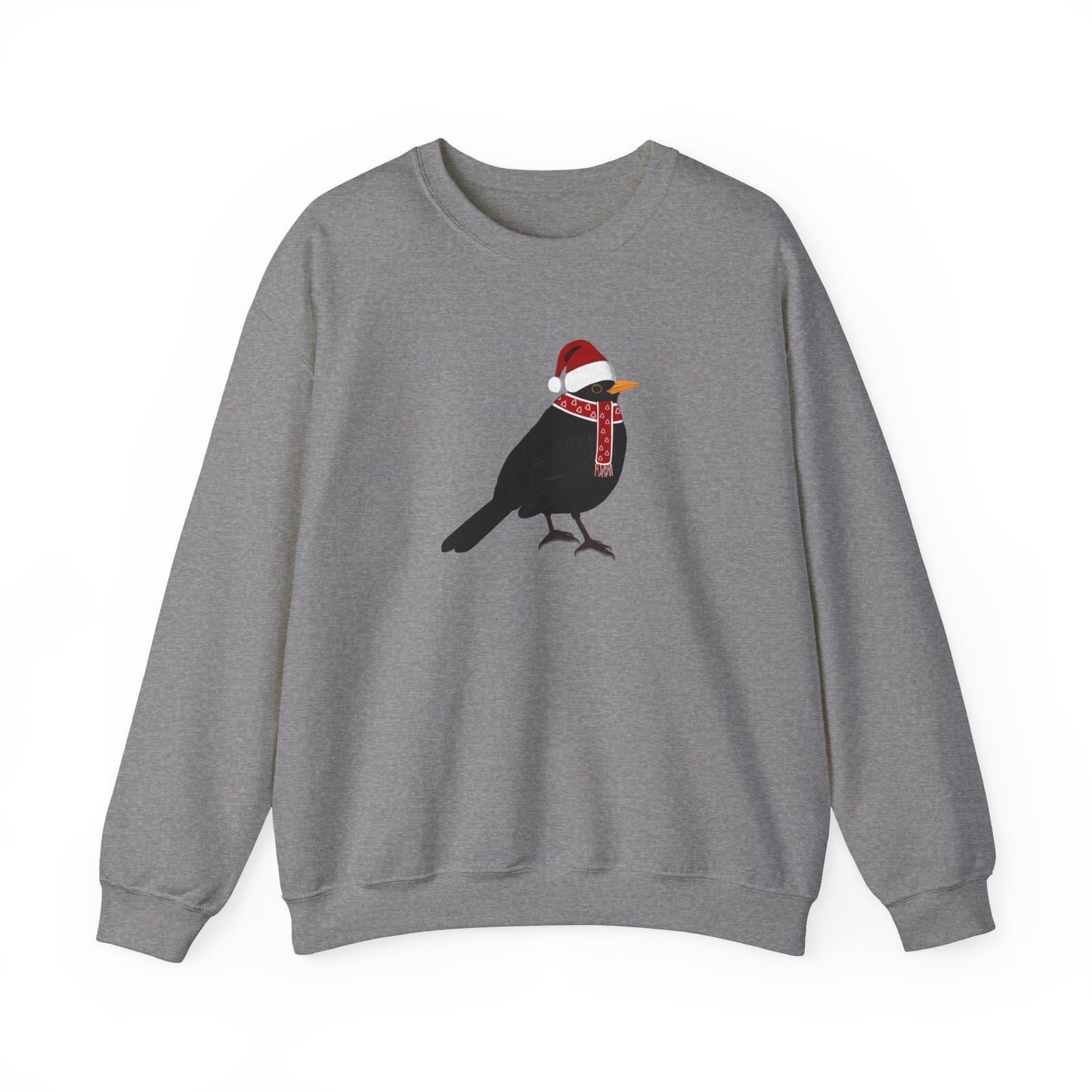 Blackbird with Christmas Hat Bird Birdwatcher Sweatshirt