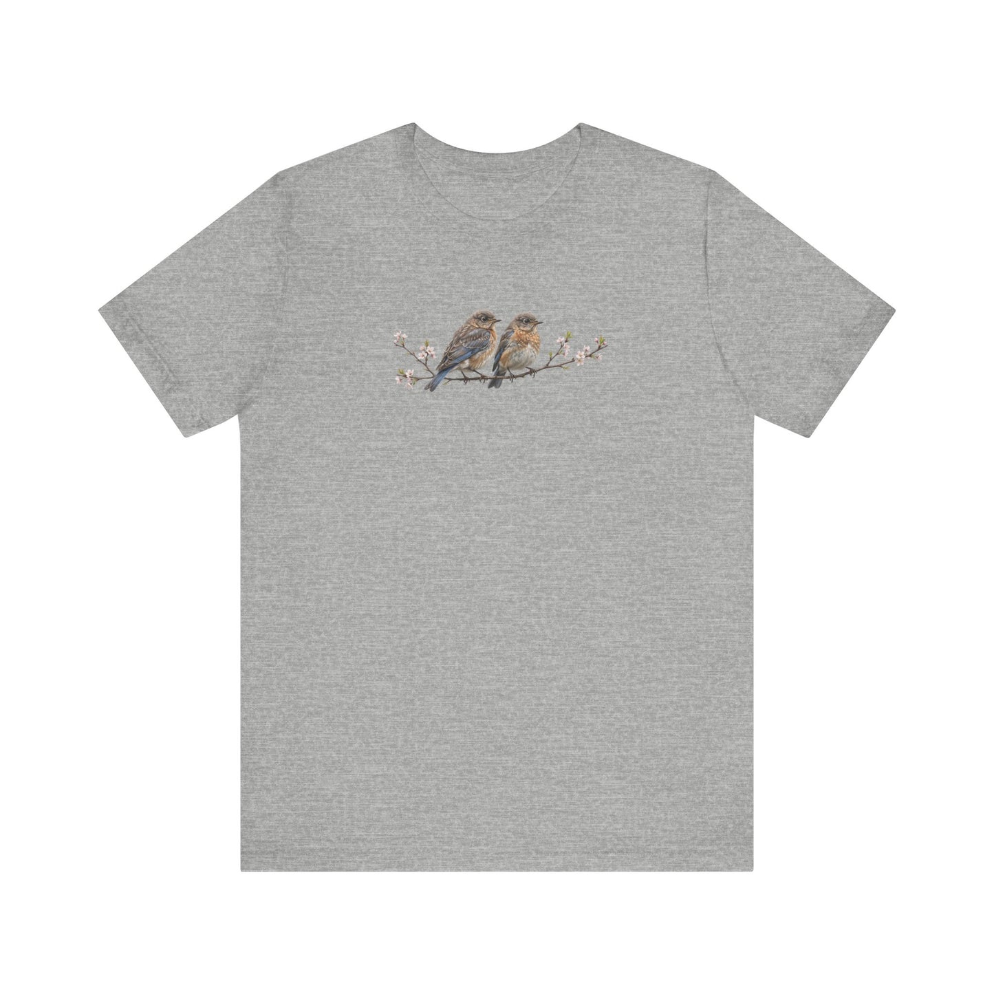 Eastern Bluebird Fledgling T-Shirt | Spring Blossoms Unisex Graphic Tee for Bird Watchers