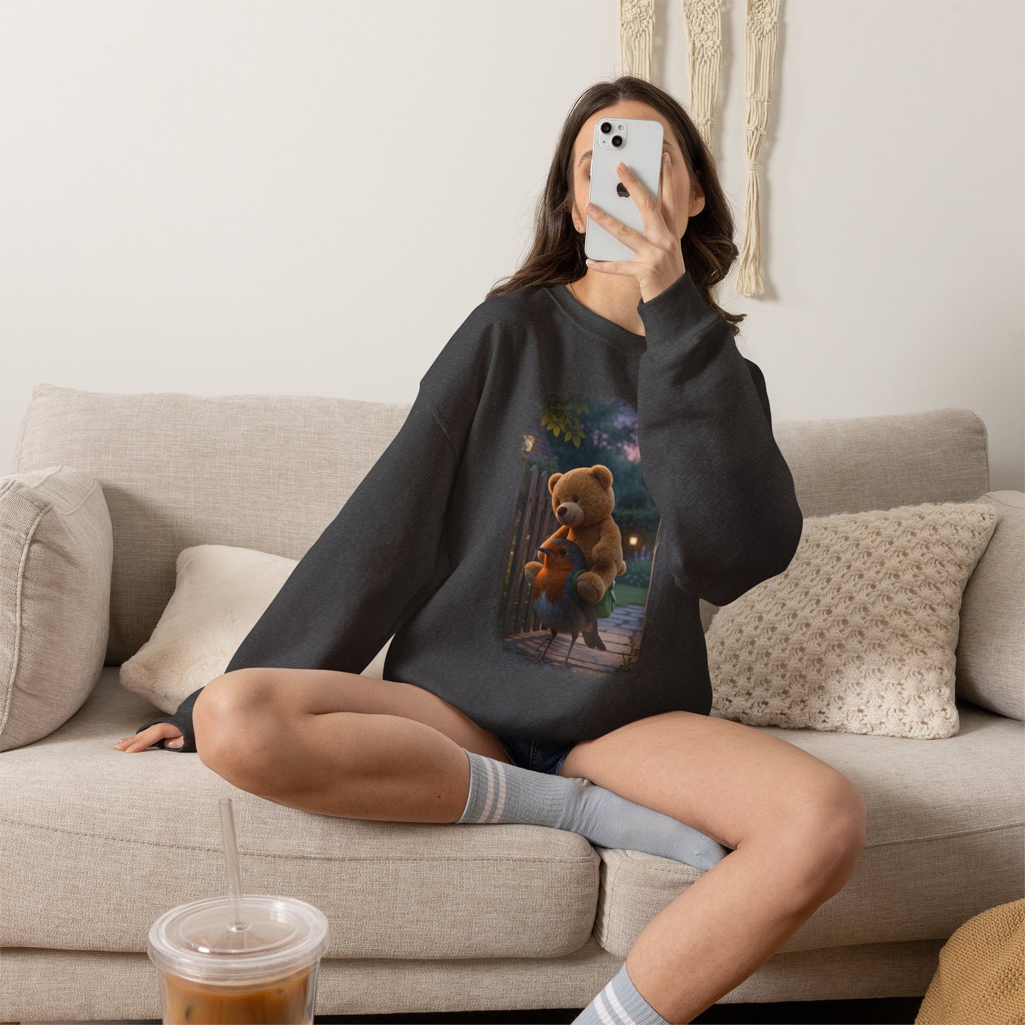 Robin Rosi Giant Teddy Bear Premium Sweatshirt for Bird Lovers